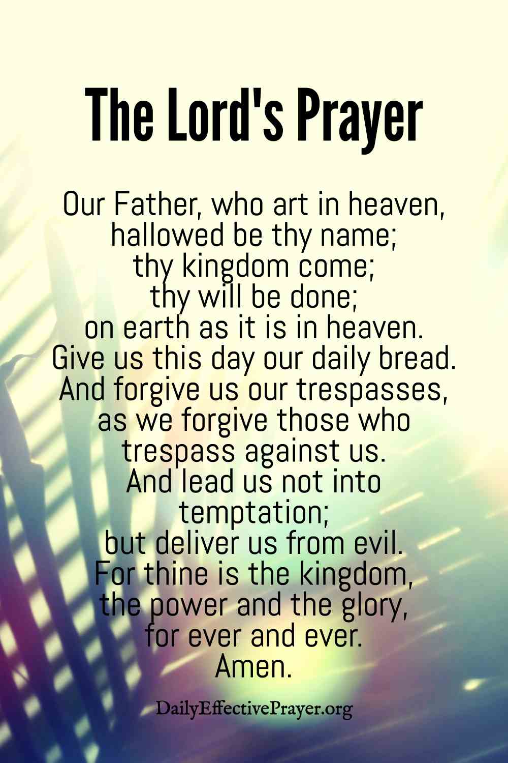 The Lord's Prayer In The Bible Our Father Who Art In Heaven