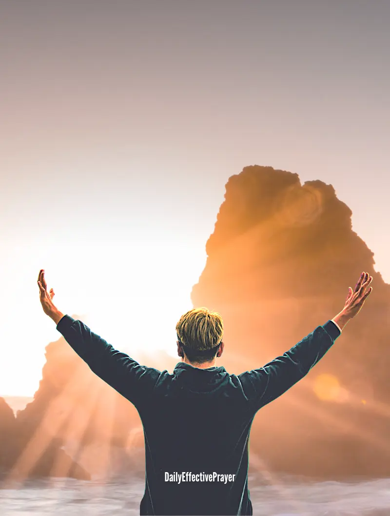 A religious man is praying to God.