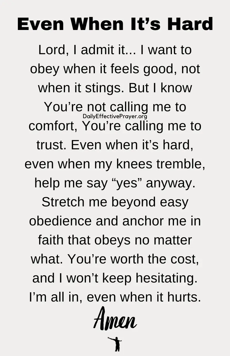 daily effective prayer about obey when its hard