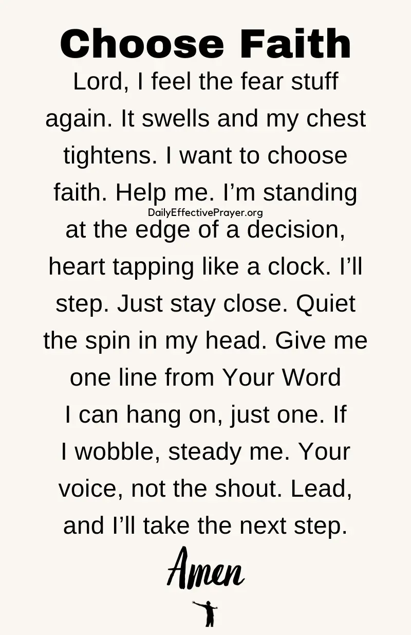 daily effective prayer to choose faith over fear