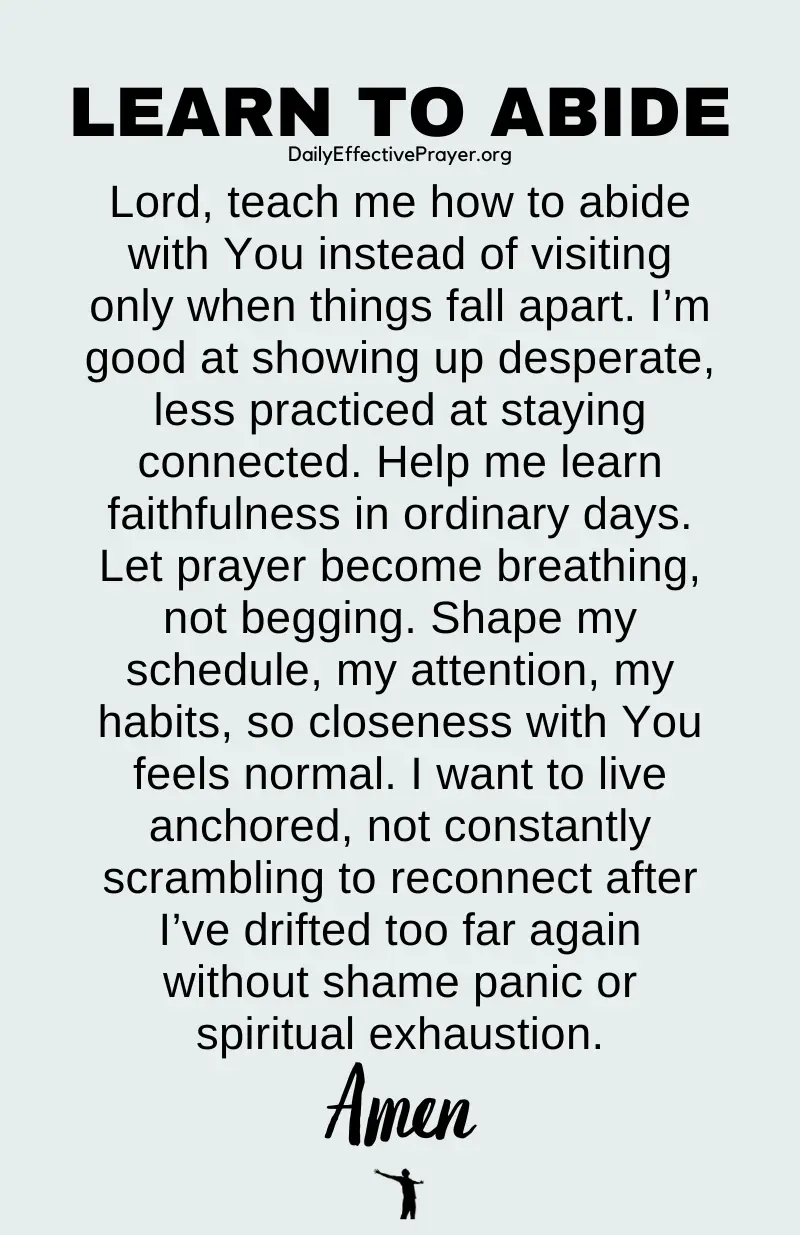 daily effective prayer to learn to abide