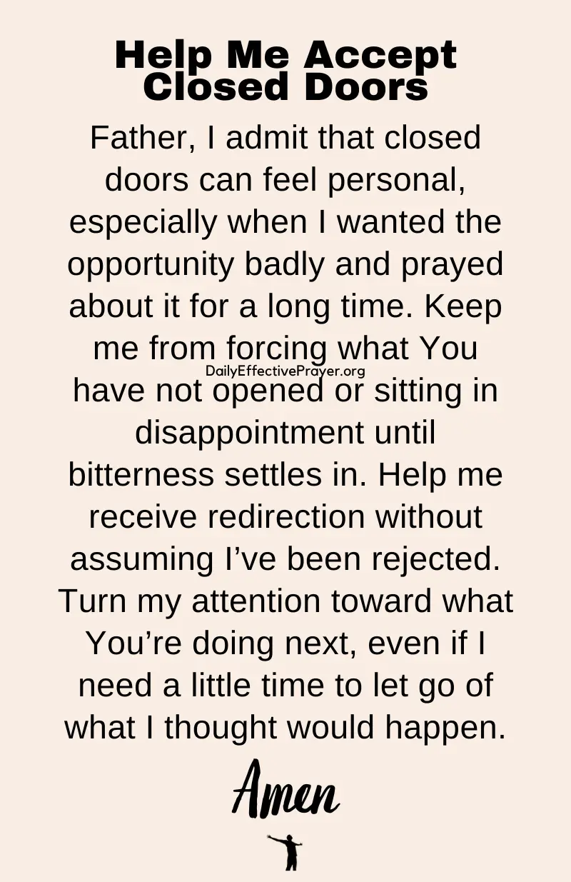 daily effective prayer for help in accepting closed doors