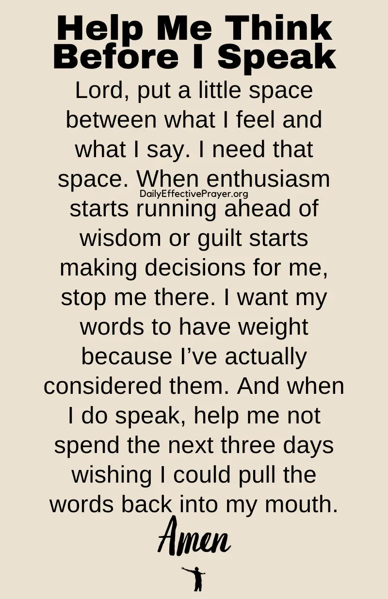 daily effective prayer to help me think before i speak