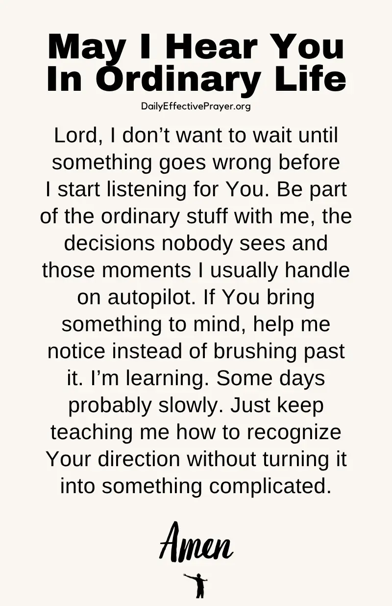daily effective prayer to hear God in ordinary life