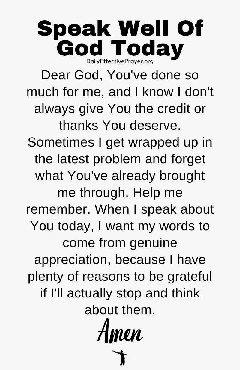 daily effective prayer to speak well if God